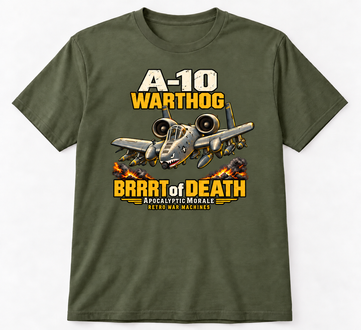 A-10 Warthog BRRRT of Death Bella+Canvas Military Green tee