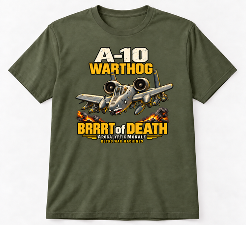 A-10 Warthog BRRRT of Death Bella+Canvas Military Green tee