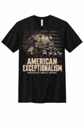 American Exceptionalism T-shirt in Black with Apocalyptic Morale Apparel stencil branding