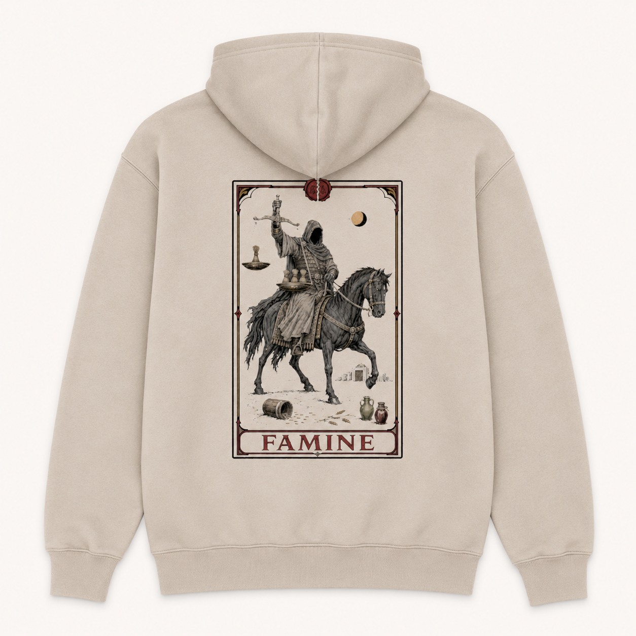Black Horse of the Apocalypse — Famine Hoodie back view