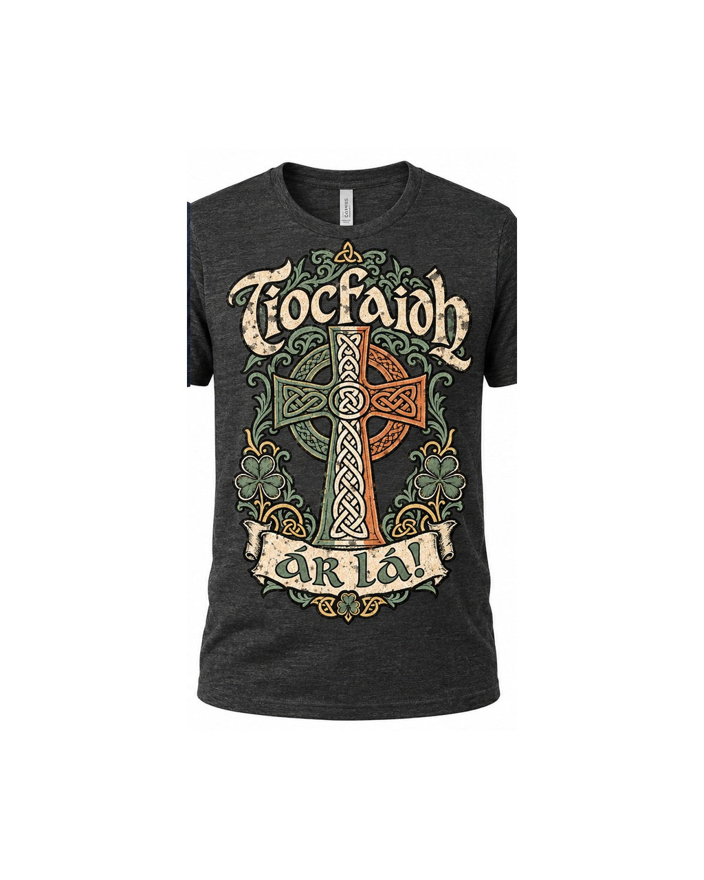 Charcoal Heather Tiocfaidh ár lá Celtic cross shirt